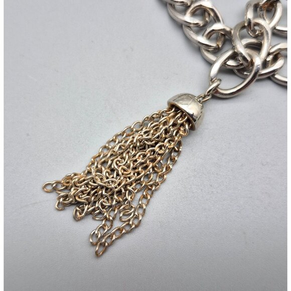 Great Multi Chain & Faux Pearl Silver Tone Adjustable Belt Faux Leather 37-50 in - Picture 4 of 8